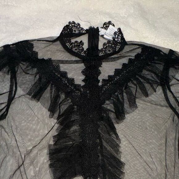 🖤 L.I.F.E “Love Is For Eternity” Black Sheer Ruffle Mesh Top - Size M - Picture 14 of 15